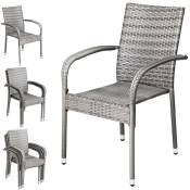 CASARIA® Ensemble de 4 chaises de jardin en polyrotin