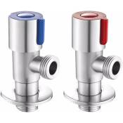 Ersandy - 2 pcs Stainless Steel Faucet Angle Valve
