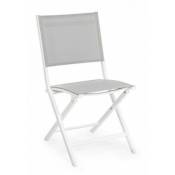 Chaise De Jardin En Aluminium Blanc Gris Elin 47X57X