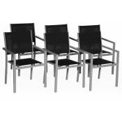 Happy Garden - Lot de 6 chaises en aluminium gris -