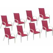 Lot de 8 chaises MARBELLA en textilène rose - aluminium