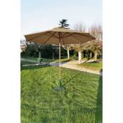 Parasol bois rond 300 Manivelle taupe - Proloisirs