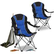 2x chaises de camping pliable fauteuil de pêche rembourré,
