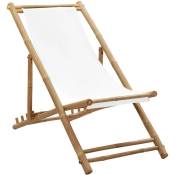 Chaise de terrasse Bambou et toile vidaXL - Blanc