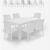 Salon de jardin table 150x90cm 6 chaises blanches Sunrise