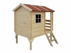 Maisonnette en bois avec toboggan - 82x146xh205cm/1.1m2