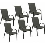 Lot de 6 chaises marbella en textilène gris - aluminium