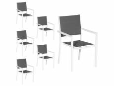 Lot de 6 chaises rembourrées en aluminium blanc -