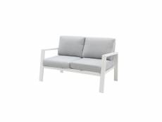 Canapé 2 places d'extérieur aluminium blanc-gris