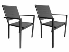 Lot de 2 fauteuils avec structure aluminium et textilène