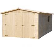 Garage en bois 15 m² - Chalet avec fenêtres - H222