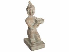 Statue en résine "bouddha blanchi" 43cm beige