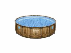 Hilo - piscine hors sol effet rotin brun 4,88 x 1,22