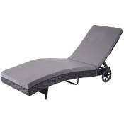 Chaise longue HHG 456 en polyrotin anthracite, coussin