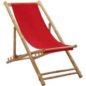 Chaise de terrasse bambou et toile rouge Vidaxl Rouge