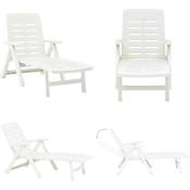 Chaise longue pliable Plastique Blanc - chaise longue