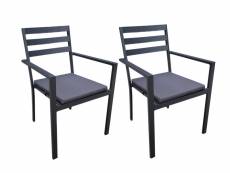 Lot de 2 fauteuils de jardin en aluminium avec coussin