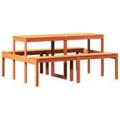 Table de pique-nique cire marron 160x134x75 cm bois