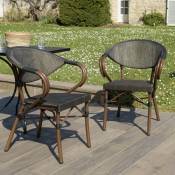 VIANNEY - Lot de 2 chaises de jardin bistrot en acier