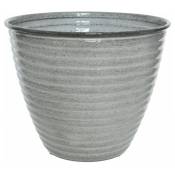 Jardideco - Cache-pot rond en acier émaillé gris