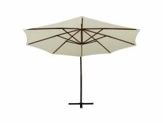 Vidaxl parasol suspendu avec mât en bois 350 cm blanc