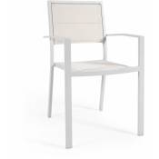 Chaise de jardin Sirley en aluminium et texteline blanc