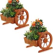 Jardinière avec roues wagon creux fleur décoration