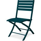 MARIUS - Chaise de jardin pliante en aluminium bleu