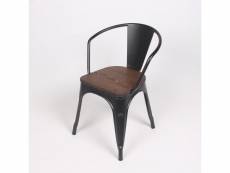 Kosmi - chaise en métal noir et bois foncé style