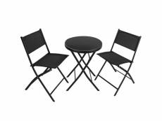Ensemble table et chaises de jardin noir helloshop26