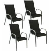 Lot de 4 chaises marbella en textilène noir - aluminium