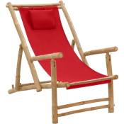Chaise de terrasse Bambou et toile Rouge vidaXL - Rouge