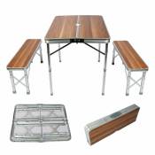 Helloshop26 - Table pliante valise aluminium 2 bancs