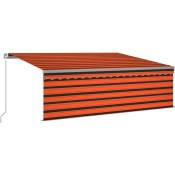 Auvent manuel rétractable avec store led 4x3 m Orange