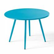 Table basse de jardin ronde en métal bleu 50 cm -
