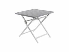 Table d'extérieur pliante carrée en aluminium blanc