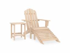 Chaise de jardin adirondack avec repose-pied et table