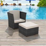 Vidaxl - Chaise de jardin avec tabouret Noir Résine