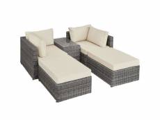 Canapé de jardin meuble modulable gris helloshop26
