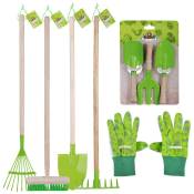 Kit 7 outils Jardinier Enfants. Vert. Marque : Prêt