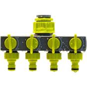 Decdeal - Inverseur de valve réglable à quatre voies, une entrée, arrosage du jardin, entretien de la pelouse, inverseur de tuyau d'eau, Vert et gris