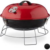 Relaxdays - barbecue rond, portable, couvercle, pique