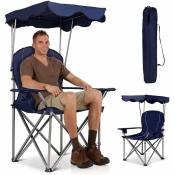 Chaise de Camping Pliante avec Toit Parasol,Porte-Boisson,