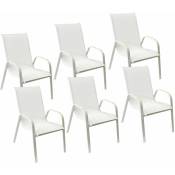 Lot de 6 chaises marbella en textilène blanc - aluminium