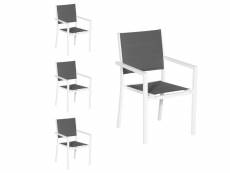 Lot de 4 chaises rembourrées en aluminium blanc -