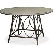 Ushuaia - Table de jardin ronde en aluminium marron