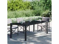 Vidaxl table de jardin noir 190x90x75 cm verre trempé/résine