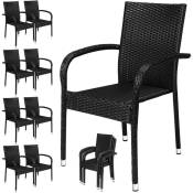 CASARIA® Ensemble de 8 chaises de jardin en polyrotin