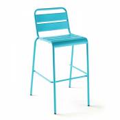 Oviala - Chaise haute en métal bleu - Palavas - Bleu