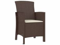 Vidaxl chaise de jardin avec coussin rotin pp marron